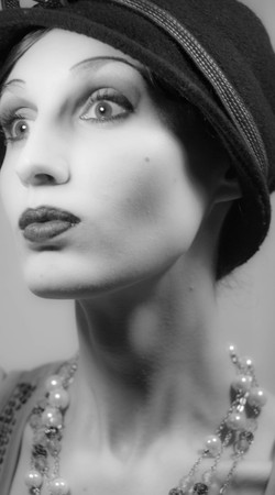 Model in luxury clothes in the likeness of famous Hollywood actress of the twentieth century fashion...