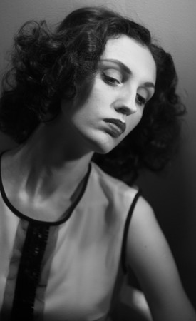 The model in the image of a famous movie star of Hollywood's Golden age style fashion beauty makeup