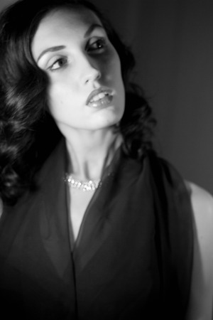 portrait of a beautiful girl in the image celebrity movie star old Hollywood past makeup beauty fashion styleの写真素材