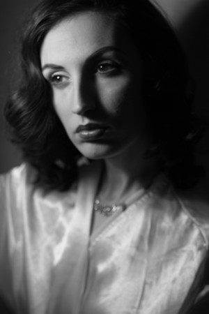 portrait of a beautiful girl in the image celebrity movie star old Hollywood past makeup beauty fashion styleの写真素材