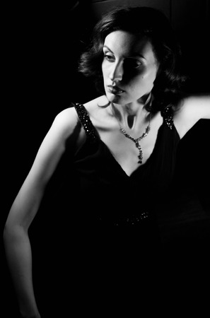 portrait of a beautiful girl in the image celebrity movie star old Hollywood past makeup beauty fashion styleの写真素材