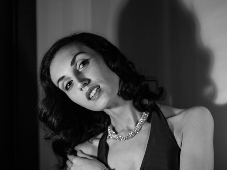 portrait of a beautiful girl in the image celebrity movie star old Hollywood past makeup beauty fashion styleの写真素材