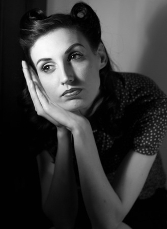 portrait of a beautiful girl in the image celebrity movie star old Hollywood past makeup beauty fashion styleの写真素材