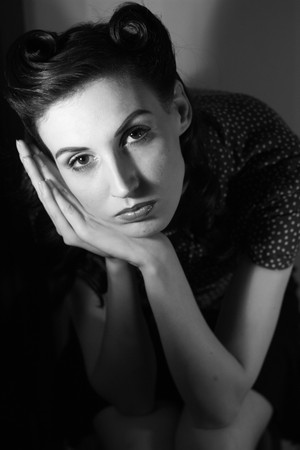 portrait of a beautiful girl in the image celebrity movie star old Hollywood past makeup beauty fashion styleの写真素材