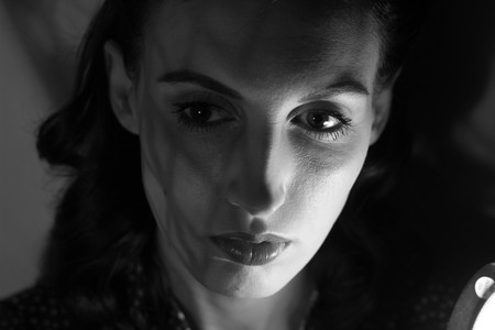 portrait of a beautiful girl in the image celebrity movie star old Hollywood past makeup beauty fashion styleの写真素材