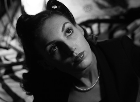 portrait of a beautiful girl in the image celebrity movie star old Hollywood past makeup beauty fashion styleの写真素材