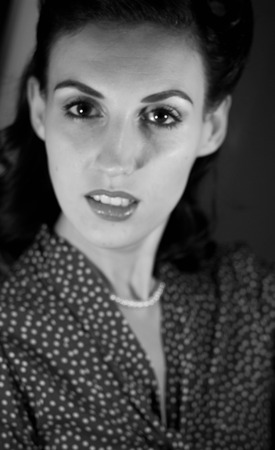 portrait of a beautiful girl in the image celebrity movie star old Hollywood past makeup beauty fashion styleの写真素材