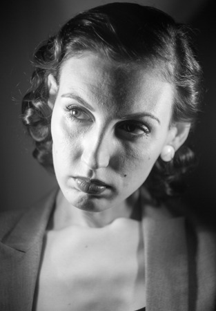 portrait of a beautiful girl in the image celebrity movie star old Hollywood past makeup beauty fashion styleの写真素材