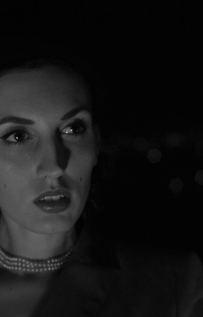 portrait of a beautiful girl in the image celebrity movie star old Hollywood past makeup beauty fashion styleの写真素材