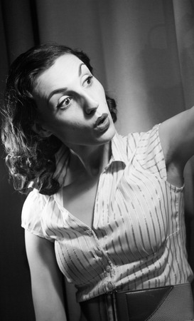 portrait of a beautiful girl in the image celebrity movie star old Hollywood past makeup beauty fashion styleの写真素材