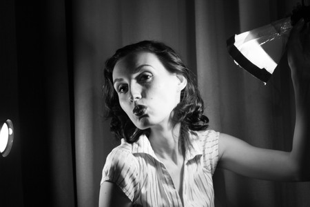 portrait of a beautiful girl in the image celebrity movie star old Hollywood past makeup beauty fashion styleの写真素材