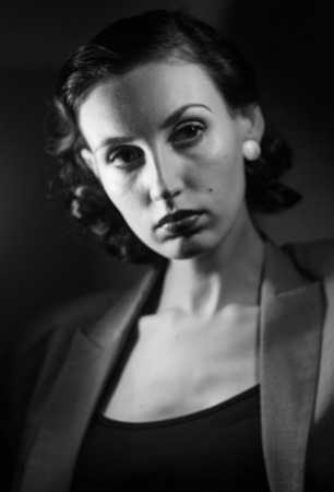 portrait of a beautiful girl in the image celebrity movie star old Hollywood past makeup beauty fashion styleの写真素材
