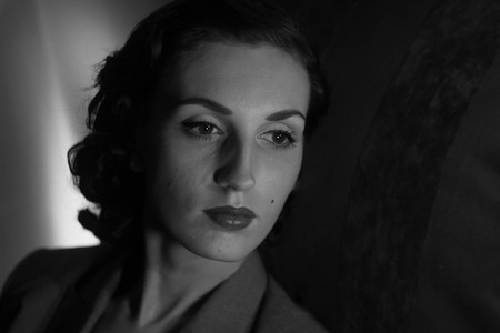 portrait of a beautiful girl in the image celebrity movie star old Hollywood past makeup beauty fashion styleの写真素材