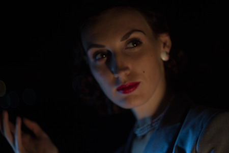 portrait of a beautiful girl in the image celebrity movie star old Hollywood past makeup beauty fashion styleの写真素材