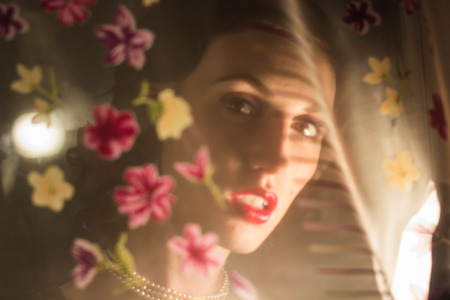 portrait of a beautiful girl in the image celebrity movie star old Hollywood past makeup beauty fashion styleの写真素材