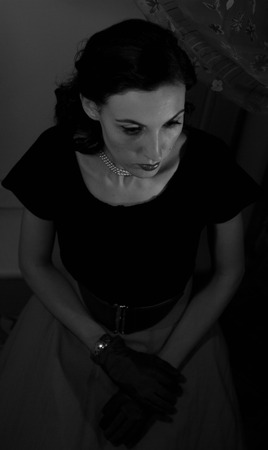 portrait of a beautiful girl in the image celebrity movie star old Hollywood past makeup beauty fashion styleの写真素材