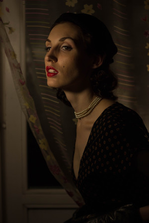 portrait of a beautiful girl in the image celebrity movie star old Hollywood past makeup beauty fashion styleの写真素材