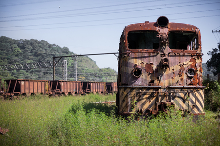 Abandoned train in Paranapiacaba railway station- SP - Brazilの写真素材