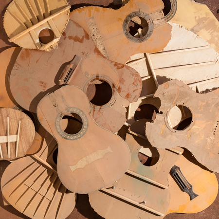 Old parts of broken guitarsの写真素材