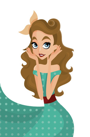 Vintage girlのイラスト素材