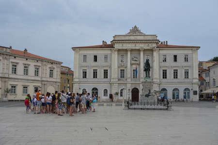 Piran, Slovenia - June 08 2016 - Tartini Square - Piran is one of the best-preserved historical...