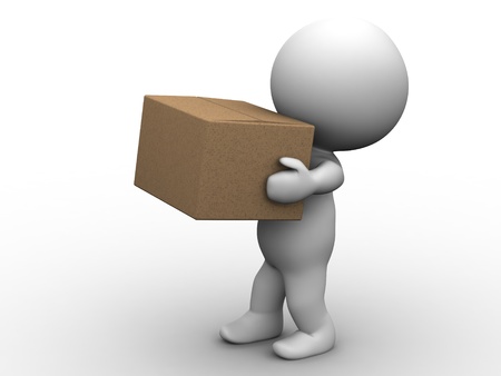 3D Man Carrying Boxの写真素材