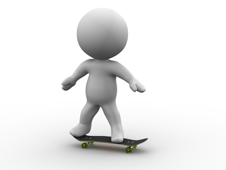 3D Man Riding a SkateBoardの写真素材