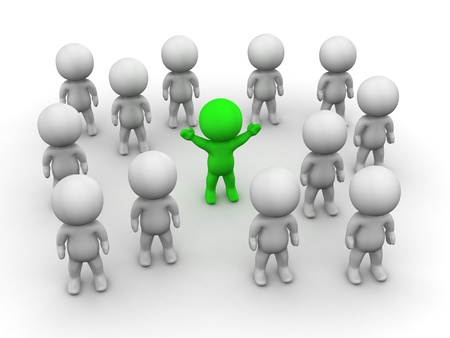 3D Man Stands Out from the crowdの写真素材