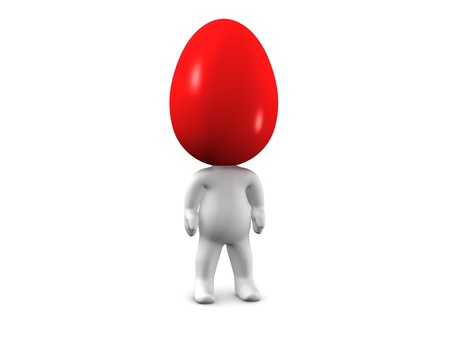 3D Man with Colored Easter Egg headの写真素材
