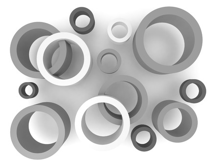 Abstract 3D grey and white circles, isolated on whiteの写真素材