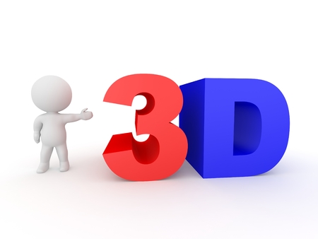 3D Character Showing 3D Textの写真素材