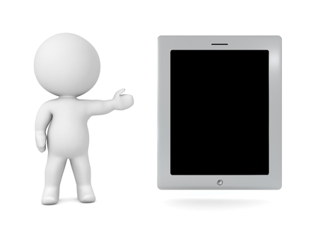 3D Character Showing Generic Tabletの写真素材