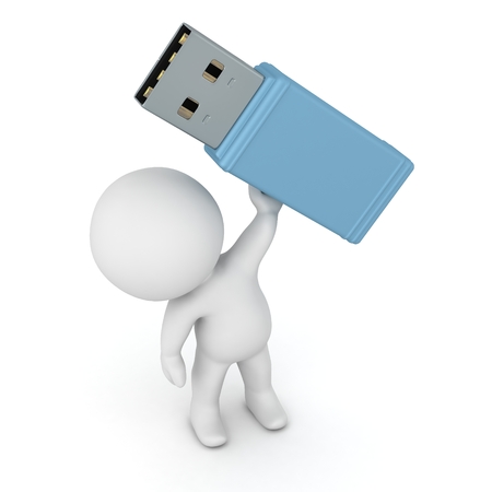 3D Character Holding USB Stick