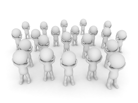 Stressed 3D characters. Isolated on white background.の写真素材