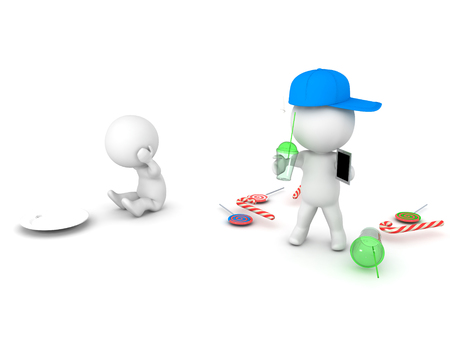 3D Illustration that depicts how people in developed countries are wasteful while those in poor...