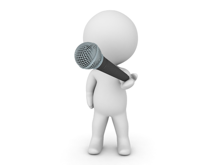 3D Character offering a microphone. Image relating to singing or public speaking in general.の写真素材