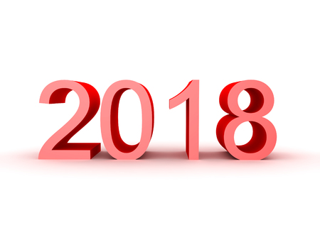 3D illustration of the number 2018. Isolated on white.