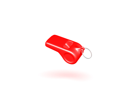 3D illustration of a red whistle. Isolated on white.
の写真素材