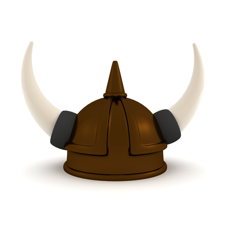 3D Rendering of viking helmet. 3D rendering isolated on white.の写真素材