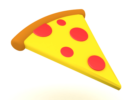 3D Rendering of pizza slice. 3D Rendering isolated on white.の写真素材