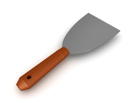 3D Rendering of paint scraper spackle. 3D Rendering isolated on white.の写真素材