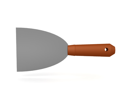 3D Rendering of paint scraper trowel spackle. 3D Rendering isolated on white.の写真素材