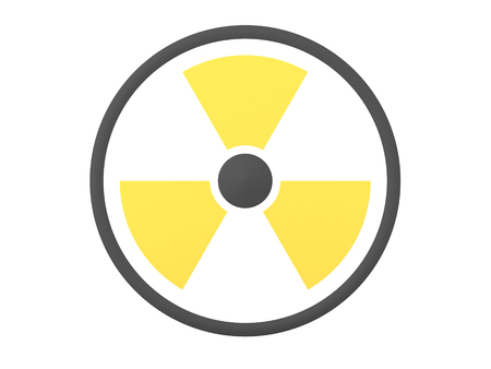 3D Rendering of radioactive danger sign. 3D Rendering isolated on white.の写真素材