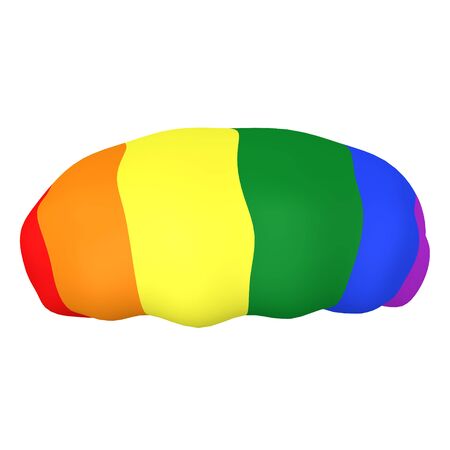 3D Rendering of rainbow clown wig. 3D Rendering isolated on white.の写真素材