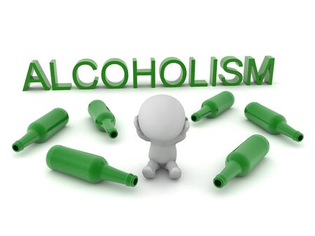 3D Concept image depicting alcoholism. 3D Rendering isolated on white.の写真素材