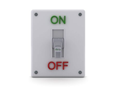 3D Rendering of on off switch turned off. 3D Rendering isolated on white.の写真素材