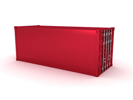 3D Rendering of red cargo container. 3D Rendering isolated on white.