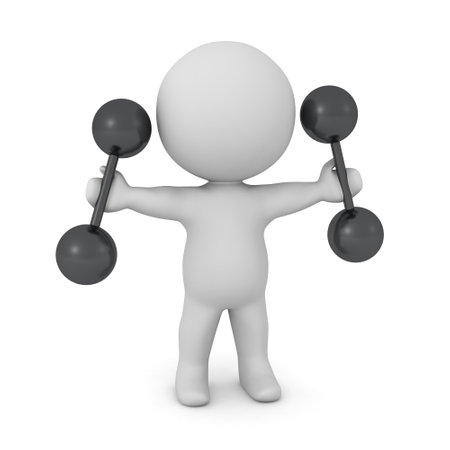 3D Character with Weights. Isolated on white background.の写真素材