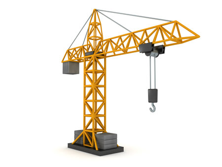 3D Rendering of a crane. 3D Rendering isolated on white.の写真素材