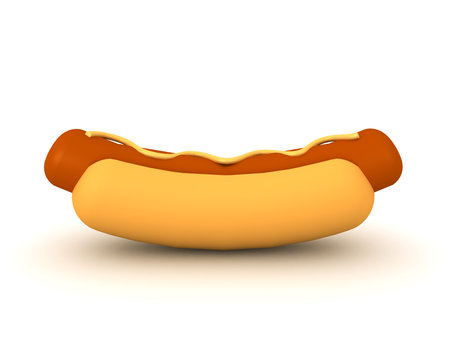 3D Rendering of a hotdog. 3D Rendering isolated on white.の写真素材